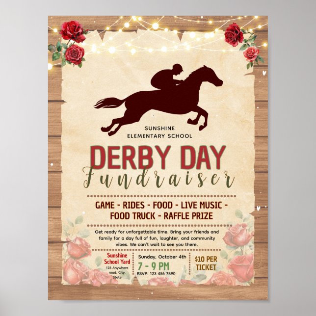 Editable derby Fundraiser Flyer Poster (Front)