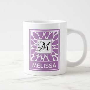 Editable Design Contemporary Monogram and Name Large Coffee Mug