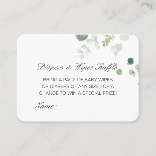 Editable Diapers Wipes Raffle Baby Shower Inserts (Front)