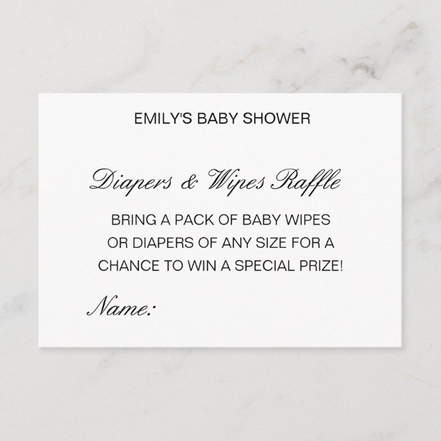 Editable Diapers Wipes Raffle Baby Shower Inserts (Front)