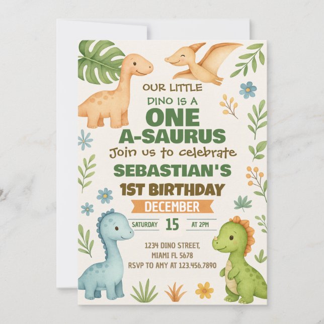 Editable Dino Party Invite (Front)