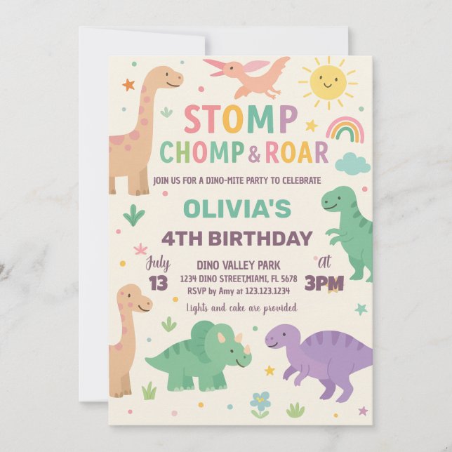 Editable Dino Party Invite (Front)