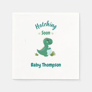 Editable Dinosaur Baby Boy Shower Hatching Soon Napkin