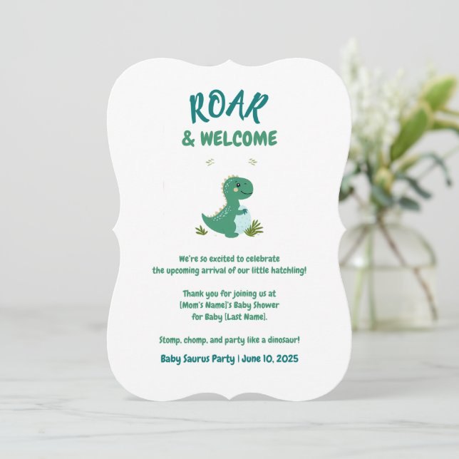 Editable Dinosaur Baby Shower ROAR & WELCOME (Standing Front)