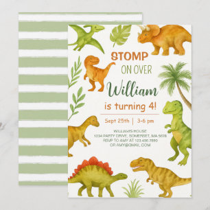 Editable Dinosaur Birthday Party  Invitation