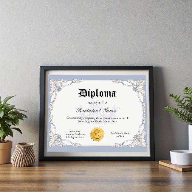Editable Diploma Certificate of Graduation 11x8.5 (Editable Diploma Certificate of Graduation 11x8.5)