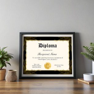 Editable Diploma Certificate of Graduation 11x8.5