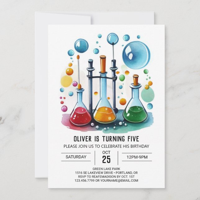 Editable Discovery Potion Scientist Birthday Invitation (Front)