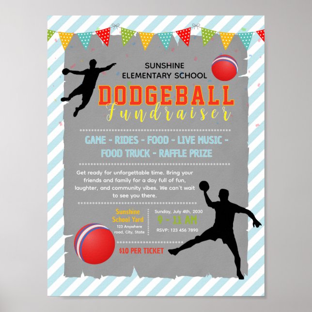 Editable dodgeball fundraiser flyer poster (Front)