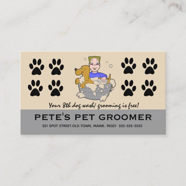Editable Dog Groomer Loyalty Rewards Card (Front)