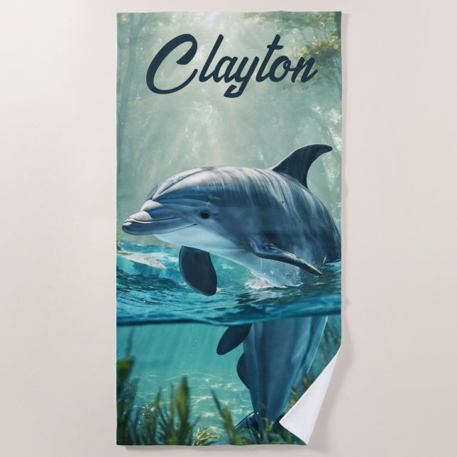 Editable Dolphin Beach Towel (Front)