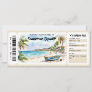Editable Dominican Republic Trip Boarding Pass Invitation