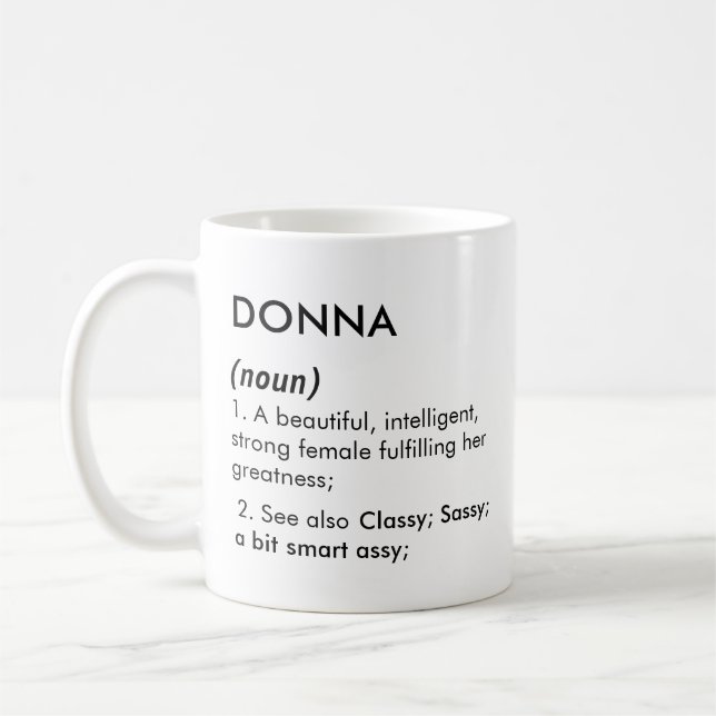 Editable Donna name definition, custom name Coffee Mug (Left)
