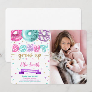Editable Doughnut Birthday Photo Invitation