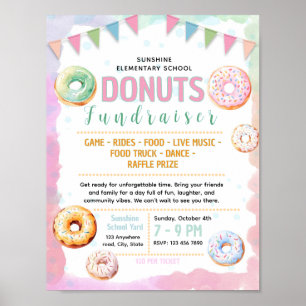 Editable doughnuts fundraiser flyer poster