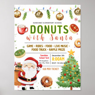 Editable doughnuts with santa flyer poster