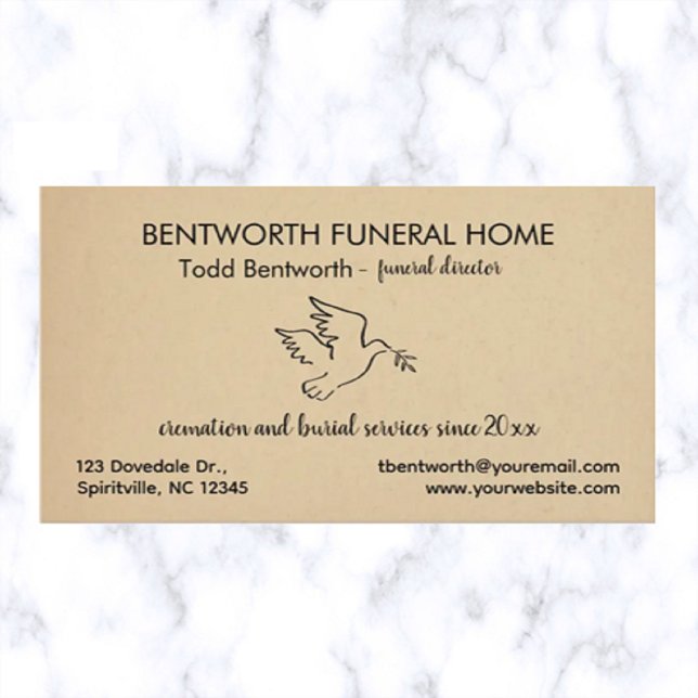 Editable Dove Funeral Home Director  Business Card (Creator Uploaded)