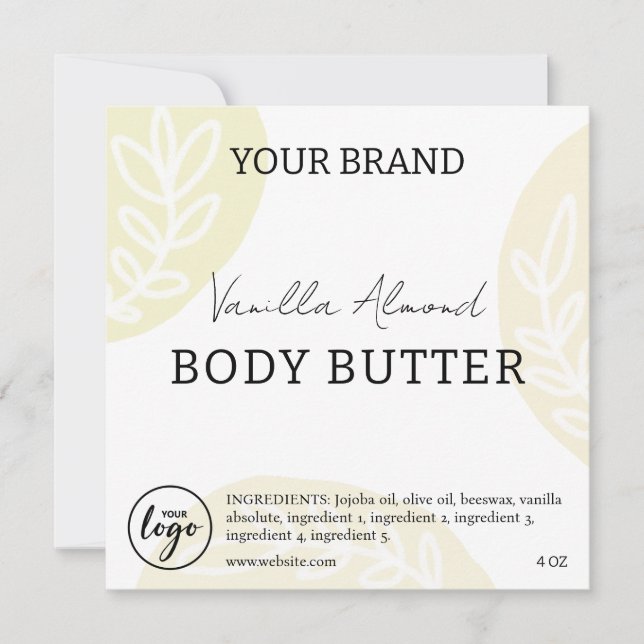 Editable Downloadable Body Butter Labels Invitation (Front)