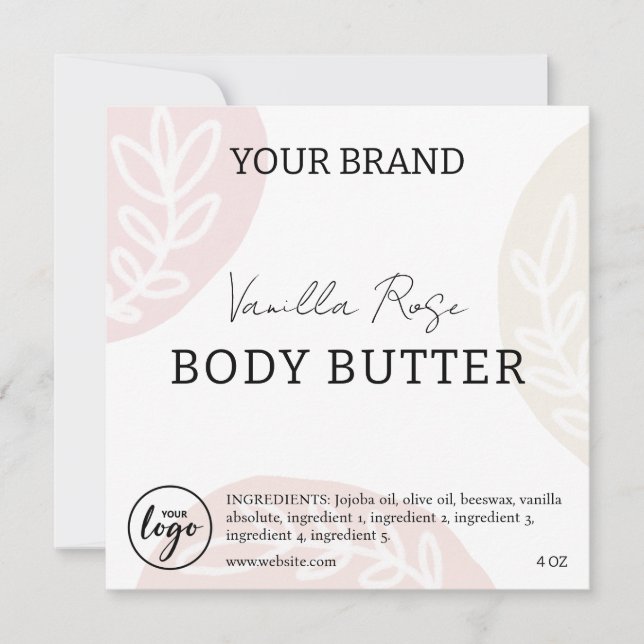 Editable Downloadable Body Butter Labels Invitation (Front)