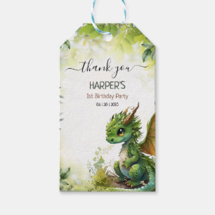 Editable Dragon 1st Birthday Party, Boys Birthday Gift Tags