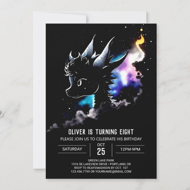 Editable Dragon Birthday Invitation (Front)