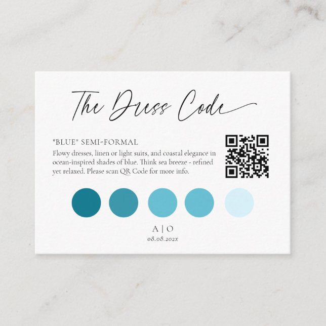 Editable Dress Code QR Color Palette Card (Front)