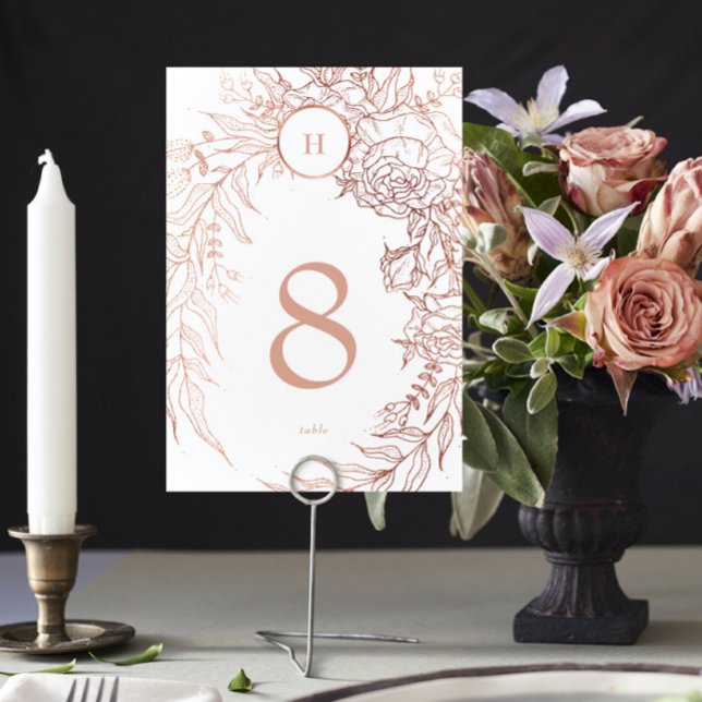 Editable Dusty Rose Gold Custom Wreath Wedding Table Number (Creator Uploaded)
