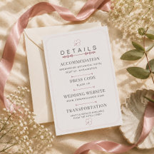 Editable Dusty Rose Minimal Wedding Details Card