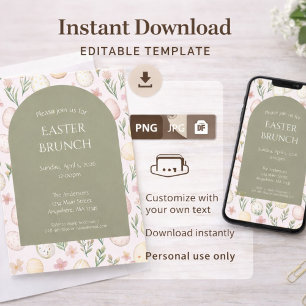 Editable Easter Brunch Invitation Instant Download