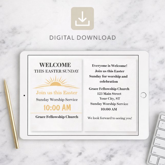 Editable Easter Church Service Invitation Card (Creator Uploaded)