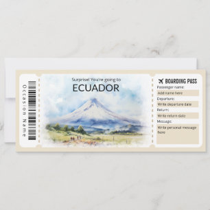 Editable Ecuador Plane ticket, Ecuador Trip Invitation