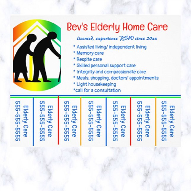 Editable Elderly Home Care Phone Number Flyer (What a great way to advertise your home care business!)
