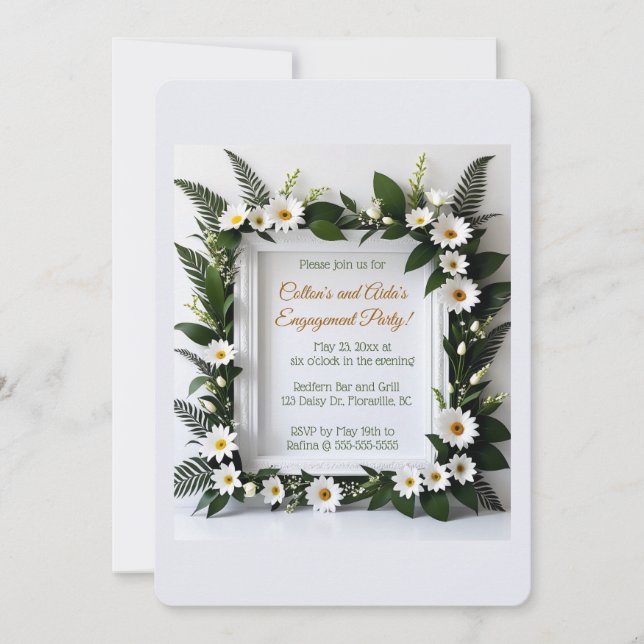 Editable Elegant Daisy Frame Invitation (Front)