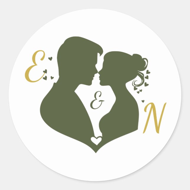Editable Elegant Sage Gold Wedding Sticker (Front)