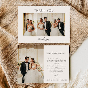 Editable Elengant Minimalist 4 Photo Thank You Card