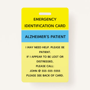 Editable Emergency Identification Card ID Badge