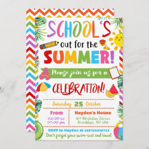 Editable End of School Party Schools Out Party Invitation
