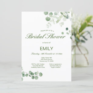 Editable Eucalyptus and Greenery Bridal Shower Inv Invitation