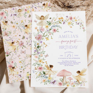 Editable Fairy First Birthday Invitation, Soft Pas Invitation
