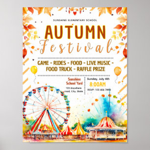Editable fall autumn carnival flyer poster