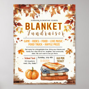 Editable fall blanket drive fundraiser flyer poster