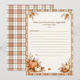 Editable Fall Date Night Ideas Bridal Shower Cards