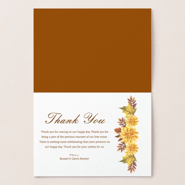 Editable Fall thank You card Template. (Inside)