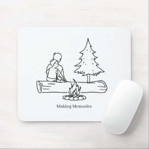 Editable Family Camping Dad Outdoor Line Art Mouse Pad