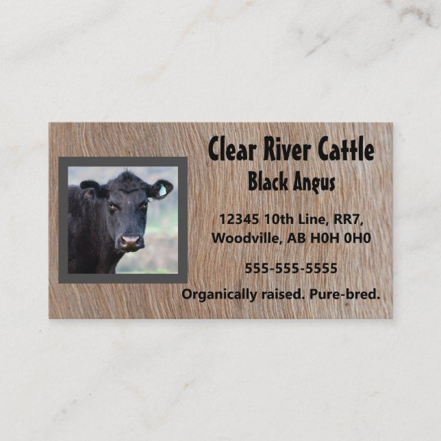 Editable Farm Animal Company Photo Business Card (Front)
