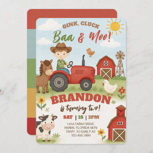 Editable Farm Animals Birthday  Invitation