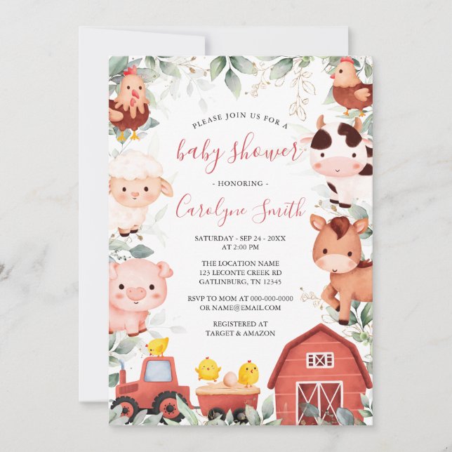 EDITABLE Farm Baby Shower Invitation (Front)