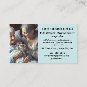 Editable Female Elder Caregiver Companion Services Business Card