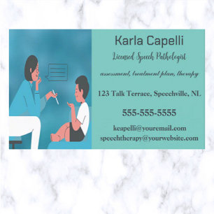 Editable Female Speech Therapist Pathologist Business Card