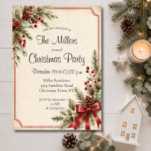 Editable Festive Christmas Dinner Invitation